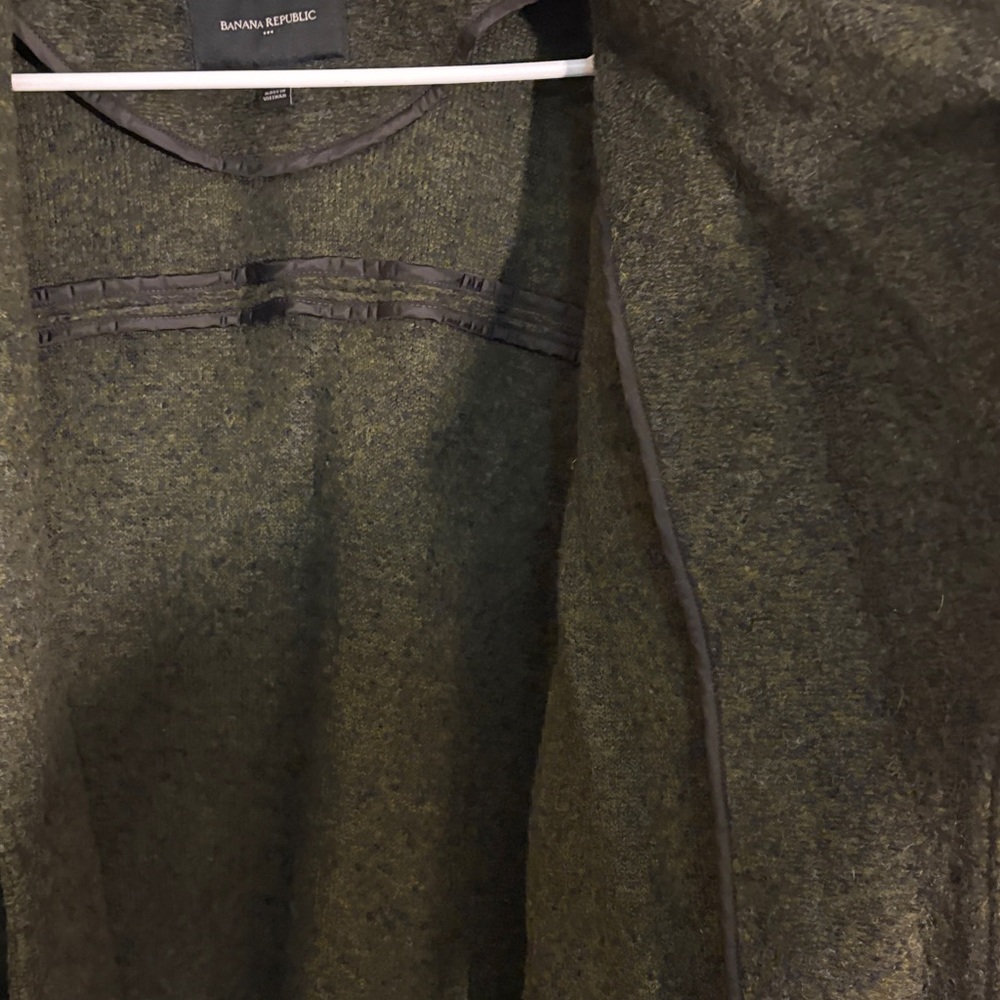 Banana republic women’s Long Olive Green Wool Blend Overcoat size large - Picture 7 of 10